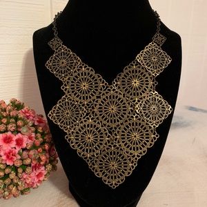 Muted bronze bib necklace